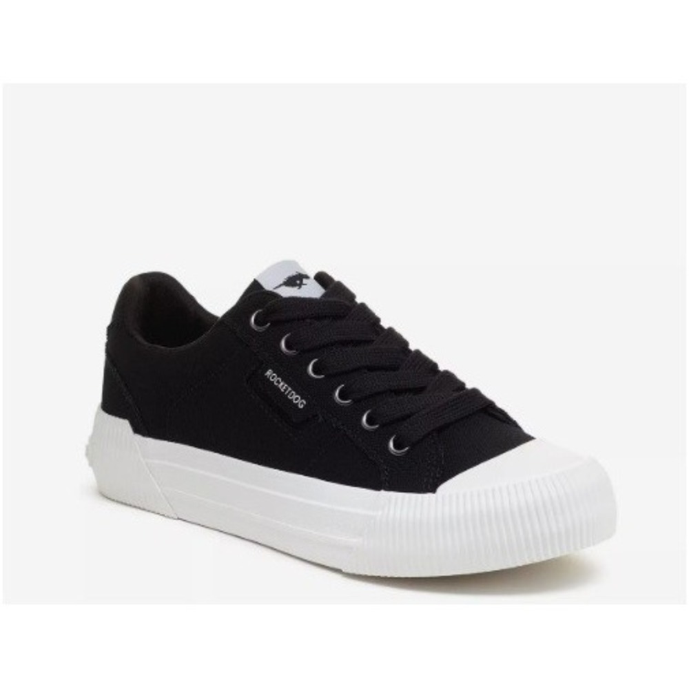 Rocket Dog Cheery Black Canvas Low Top Lace up Sneaker White Rubber Toe Wm 7.5